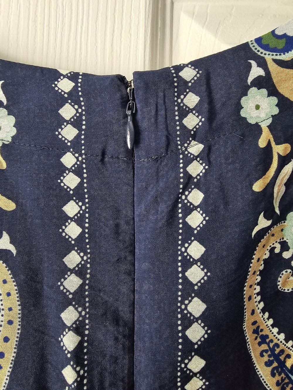 Boho Paisley Flutter Sleeve Midi Dress with Pockets - Navy Blue